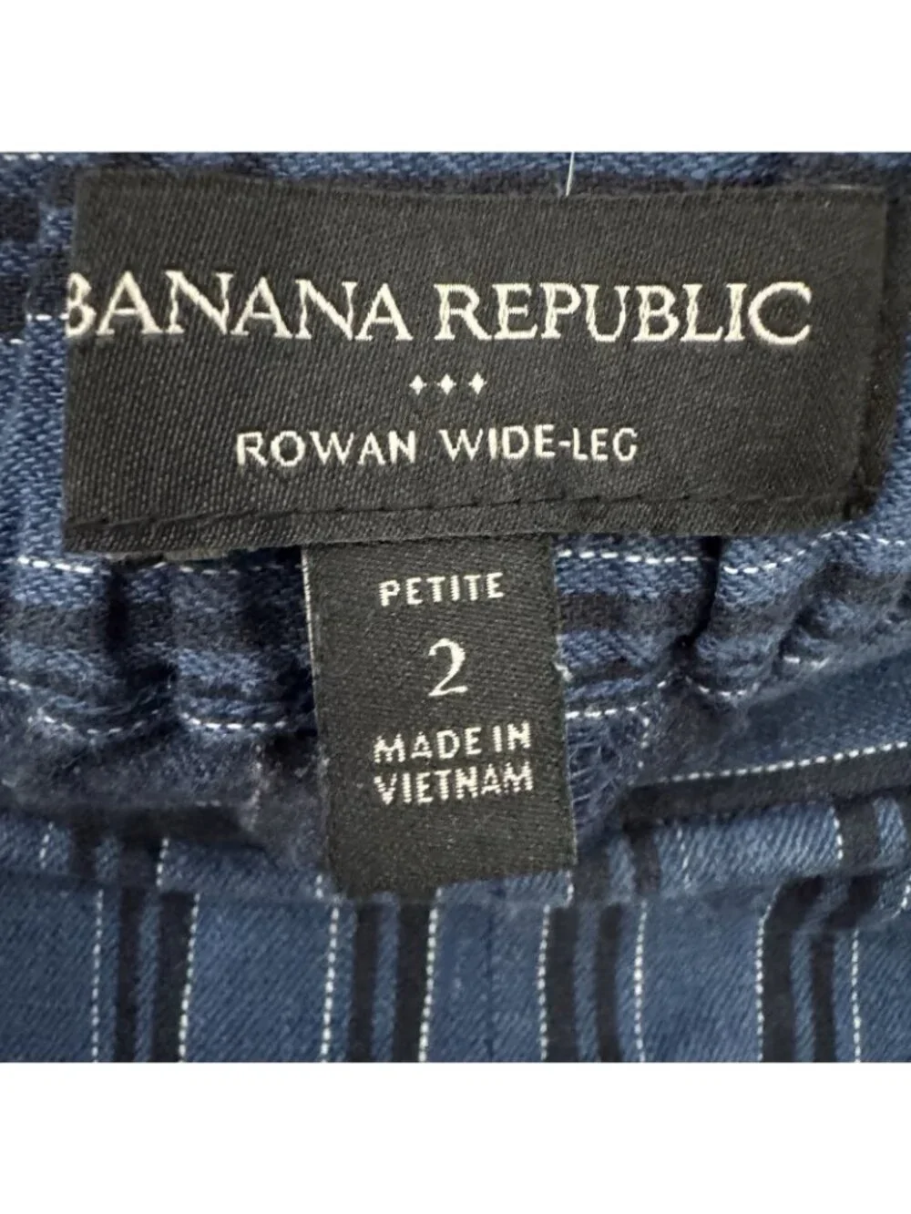 Banana Republic Rowan Wide Leg Pants Petite 2 Blue Stripe Linen Blend Pull On